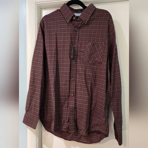 Men's Ben Sherman Navy Blazer Plaid Long Sleeve Button Down Shirt, Size L - Picture 1 of 15